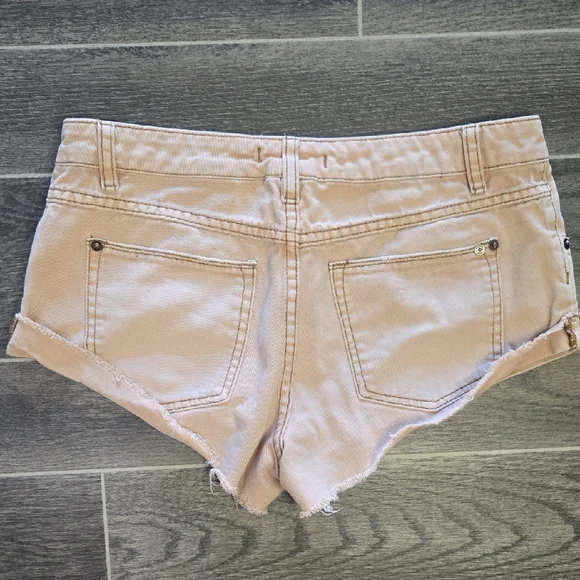 Free People Tan Jean Shorts Distressed Style - Picture 5 of 6